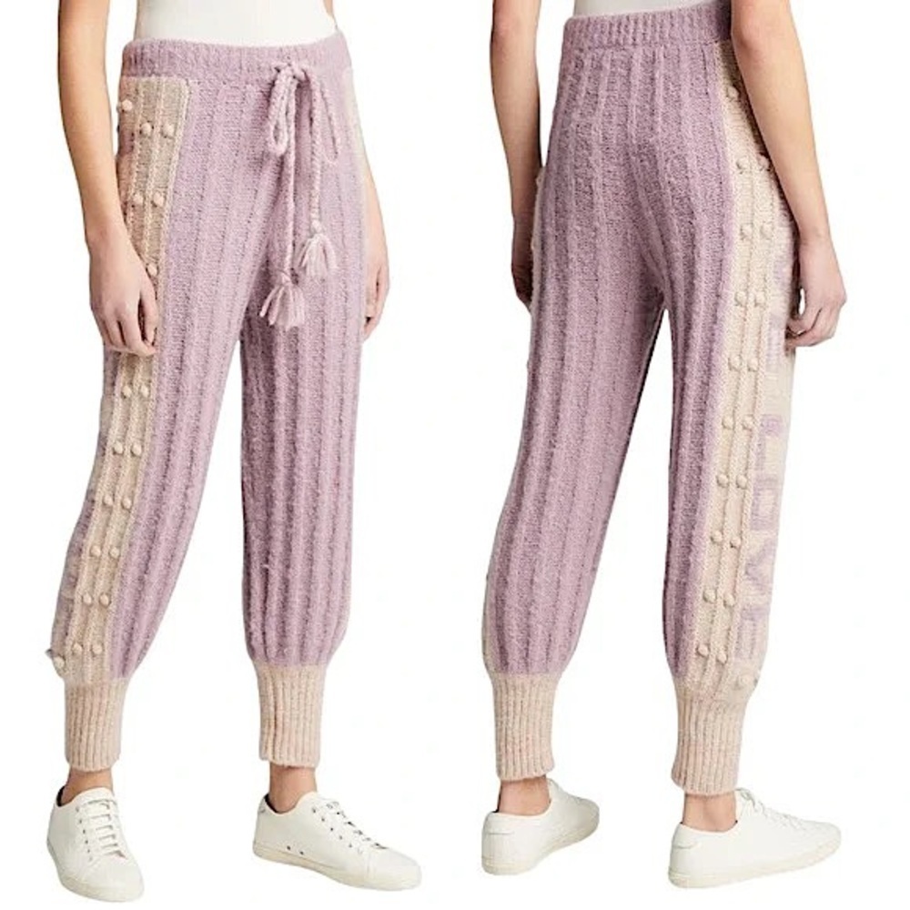NWT LOVESHACKFANCY Jogger Chunky Bauble‎ Knit Ribbed Alpaca/Wool Lounge Pants M - Picture 14 of 16